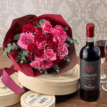 赤ワインとバラの花束「ローズルージュ」