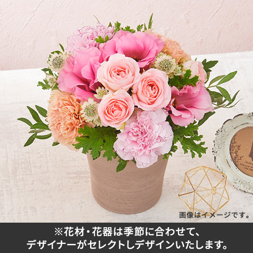 【おまかせシリーズ】季節のお花ピンク系アレンジメント